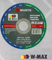 DISCO DE CORTE P- ACER Y ACERO INOXIDABLE W-MAX 115X1.0X22.23