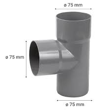 TEE SANITARIA GRIS 75mm. A 50mm.