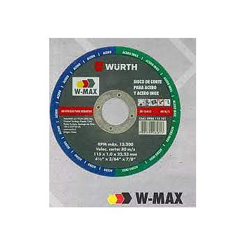 DISCO DE CORTE P- ACER Y ACERO INOXIDABLE W-MAX 115X1.0X22.23